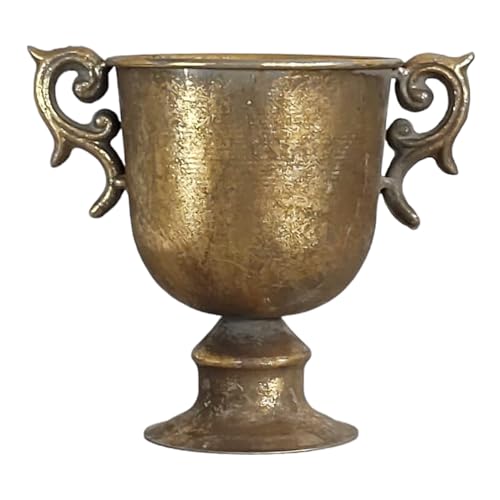 Pokal Amphore Dekovase Vase Blumenvase Antik Metall Vintage Deko Retro Design (LN18-3 16 cm Hoch Gold) von GMMH