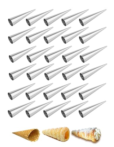 GMMH 30 St Cannoli Schillerlockenform aus Edelstahl, Backform für Schaumrollen Hörnchen Sahnerollen Cremerollen Trubotschki Schillerlocken zum Backen von GMMH