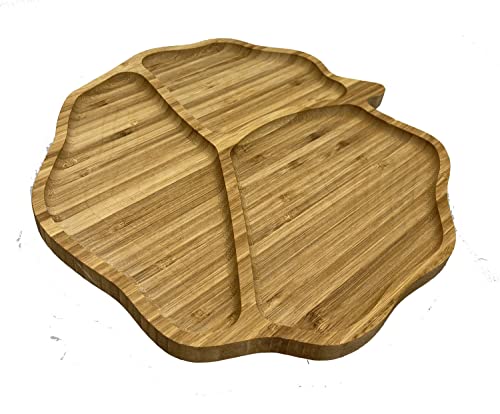 GMMH Servierplatte Holz Snacktablett Trockenobstteller Nussteller mit Fächern (Rund mit 3 Fächern) von GMMH
