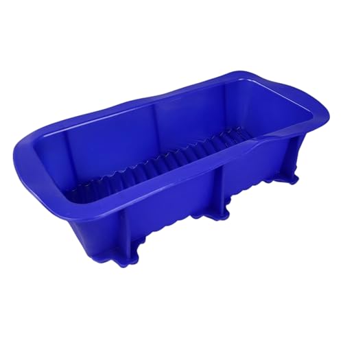GMMH Silikon Brotbackform, Kastenform mit verzierenden Streifen und stabilisierendem Rand, Antihaft Backform Kuchenform für Kuchen und Brot, 23x10x6 cm (Blau) von GMMH