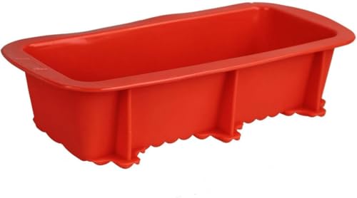 GMMH Silikon Brotbackform, Kastenform mit verzierenden Streifen und stabilisierendem Rand, Antihaft Backform Kuchenform für Kuchen und Brot, 23x10x6 cm (Rot) von GMMH