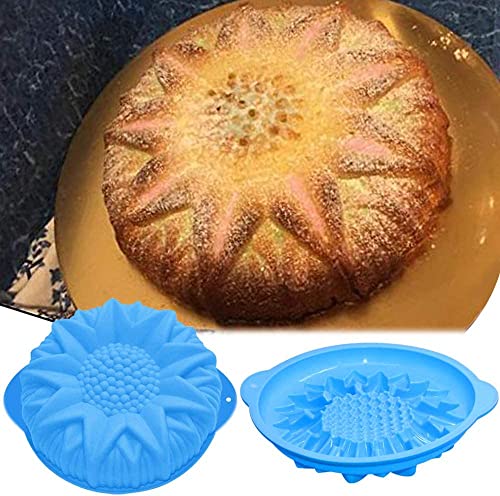 GMMH Silikonbackform Sonnenblume Kuchen Backform Kuchenform Brotbackform Obstbodenform (blau) von GMMH