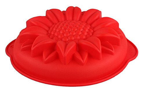 GMMH Silikonbackform Sonnenblume Kuchen Backform Kuchenform Brotbackform Obstbodenform (rot) von GMMH