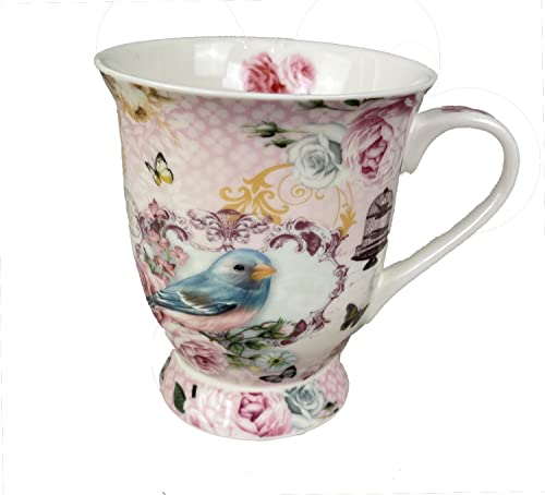 GMMH Teetasse mit Deckel und Sieb Becher aus Porzellan für Losen Tee oder Beutel (Vögel) von GMMH