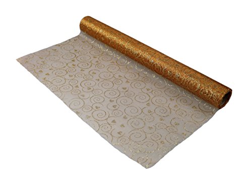 GMMH Tischläufer 50 cm Breit Hochzeit Taufe Konfirmation Kommunion Tischband 5 m (1,8€/m) (Gold) von GMMH