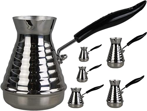 GMMH Türkische Kaffeekocher Mokkakanne Espressokocher Edelstahl Cezve Dzhesva 250 ml aus Edelstahl 1 mm von GMMH