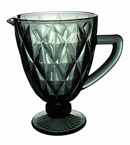 Vintage 6er-Set Farbiger Wasserkrug Krug mit Prägung (Rombus/Grau/1 L) Hochzeitsgläser, Sektgläser, Karaffe, Dessertschale, Glaskelche, Trinkglas, Weinglas, Wasserglas, Sektglas von GMMH