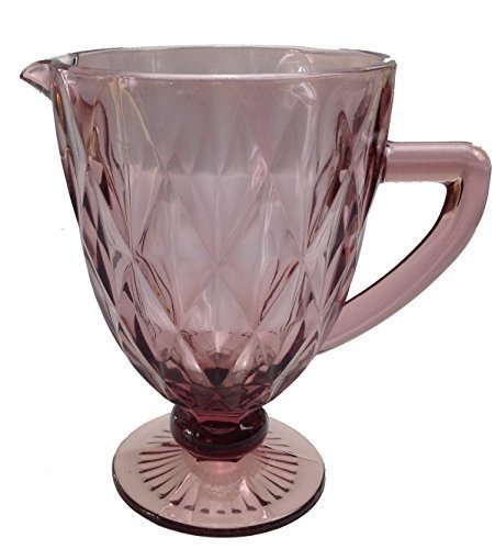 Vintage 6er-Set Farbiger Wasserkrug Krug mit Prägung (Rombus/Lila/1 L) Hochzeitsgläser, Sektgläser, Karaffe, Dessertschale, Glaskelche, Trinkglas, Weinglas, Wasserglas, Sektglas von GMMH