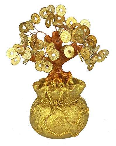 GMMH Feng Shui Glücksbaum Geldbaum Bonsai Pfennigbaum Handarbeit (20 cm) von GMMH
