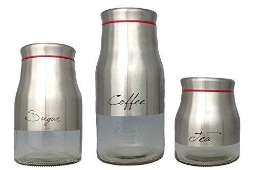 Edelstahl 3 er Vorratsdosenset Vorratsdose Vorratsbehälter Frischhaltedose Aufbewahrung Kaffeedose Glas von GMMH