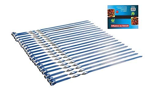 Grill Spieße Schaschlikschpieße Schampur aus Edelstahl Grillspieß Fleischspieße Kebab Grillzubehör für Mangal Grillbesteck (20 Stück 50 cm Lang) von GMMH