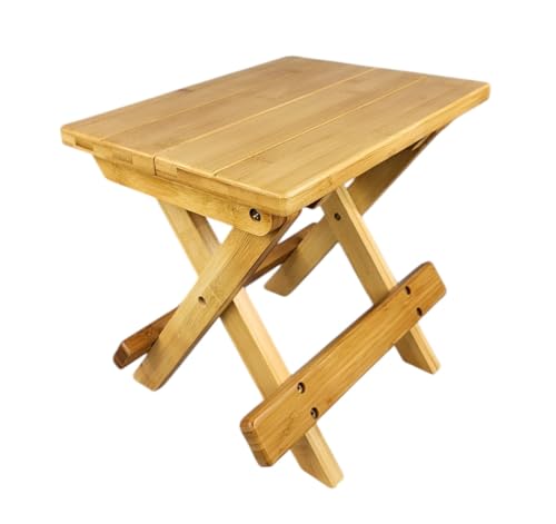 GMMH Faltbarer Tritthocker, Steighilfe aus Holz, Hocker 23 x 30 x 28 cm, Blumenständer Klapphocker Sitzhocker, Holzhocker Blumenhocker Faltstuhl Sitzbank Klappstuhl Gartenhocker Mini-Tisch, Braun von GMMH