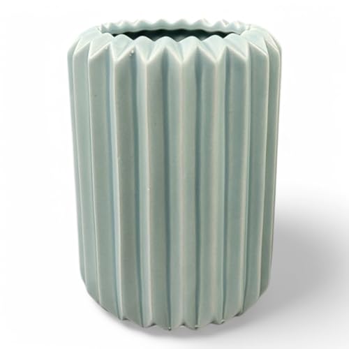 Moderne Pastelfarbene Keramikvase, Tischvase Vase, Geometrisch Origami Design, Keramik (Blau 12,5 cm Hoch) von GMMH