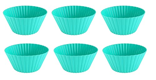 GMMH Cupcake Muffin Silikon Backform 6 Stück XXL (Türkis) 14 cm Durchmesser oben, Silikonbackform Muffins und Minikuchen, Muffin Kuchen Muffinform Kuchenform von GMMH