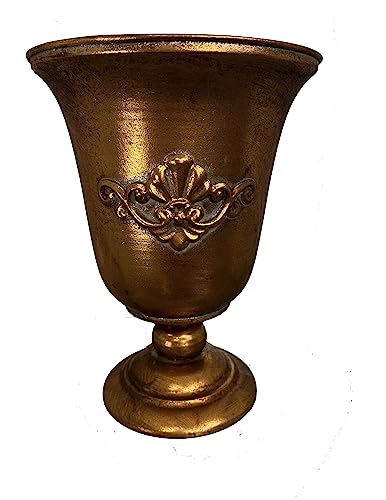 Pokal Amphore Dekovase Vase Blumenvase Antik Metall Vintage Deko Retro Design (30 cm Hoch Gold) von GMMH