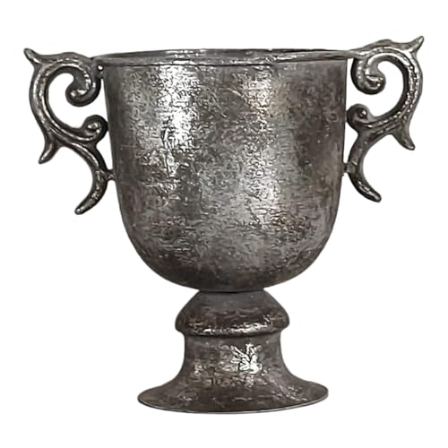 Pokal Amphore Dekovase Vase Blumenvase Antik Metall Vintage Deko Retro Design (LN18-3 Silber) von GMMH