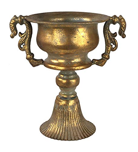Pokal Amphore Dekovase Vase Blumenvase Antik Metall Vintage Deko Retro Design (LN30-6 Gold) von GMMH