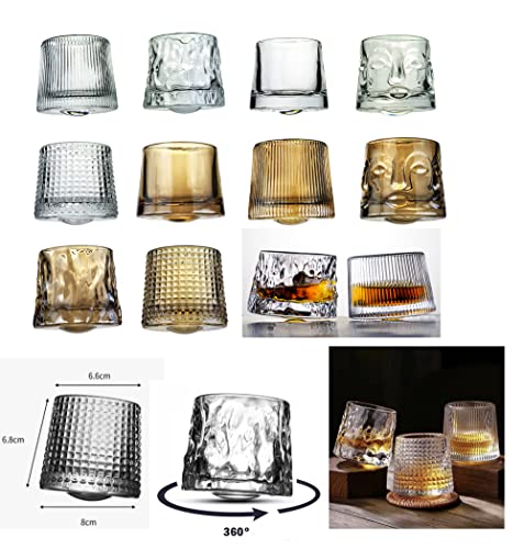 Rolling Whiskygläser Whisky Gläser Rocking Japanisches Whiskyglas Tumbler Rotierendes Rollende Rumgläser Wackelglas Schwenkglas klar gold (2 Stück, Netz gold) von GMMH