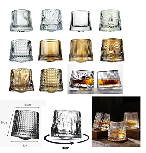 Rolling Whiskygläser Whisky Gläser Rocking Japanisches Whiskyglas Tumbler Rotierendes Rollende Rumgläser Wackelglas Schwenkglas klar gold (4 Stück, Netz gold) von GMMH