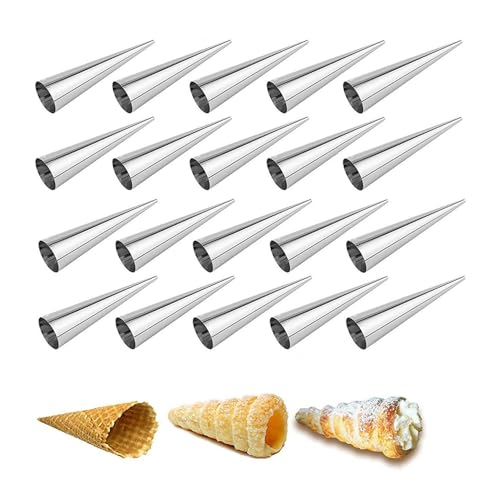 GMMH 20 St Cannoli Schillerlockenform aus Edelstahl (Kegel), Backform für Schaumrollen Hörnchen Sahnerollen Cremerollen Trubotschki Schillerlocken zum Backen von GMMH