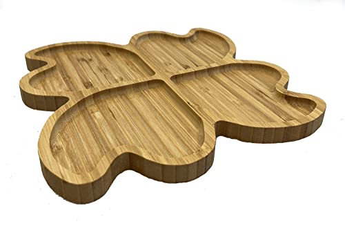 GMMH Servierplatte Holz Snacktablett Trockenobstteller Nussteller mit Fächern Tablett Teller Obstteller (Blume mit 4 Fächern) von GMMH