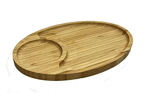 GMMH Servierplatte Holz Snacktablett Trockenobstteller Nussteller mit Fächern Tablett Teller Obstteller (Oval mit 2 Fächern) von GMMH