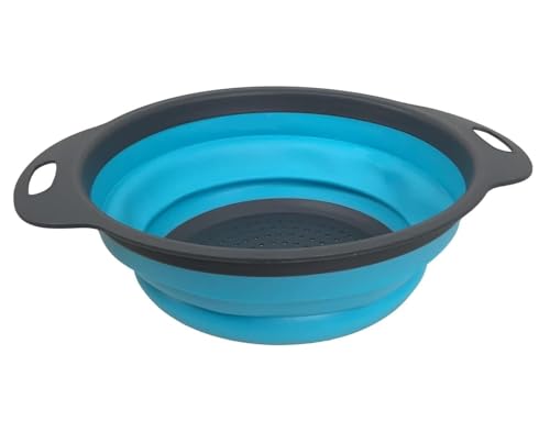 Sieb Klappbar Faltbar, Silikonsieb Abtropfsieb Nudelsieb aus Silikon für Küche, Hitzebeständig und Platzsparend (Blau) von GMMH