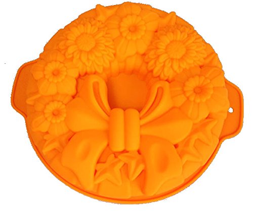 GMMH Silikonbackform Schleife Kuchen Backform Kuchenform Brotbackform Obstbodenform (orange) von GMMH