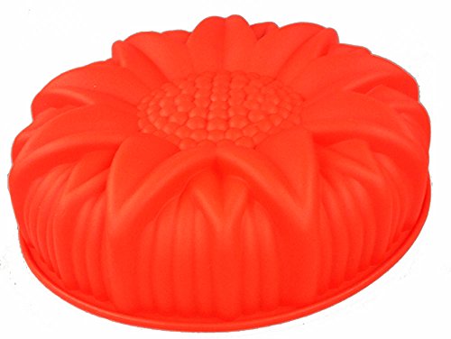 GMMH Silikonbackform Sonnenblume Design 2 Kuchen Backform Kuchenform Brotbackform Obstbodenform (rot) von GMMH