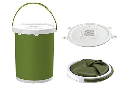 Silikoneimer Falteimer Faltbarer Silikon Eimer 5-25 L Zusammenlegbar Camping Köderfischeimer (Köderfischeimer zum Fischen Khaki 20 l) von GMMH