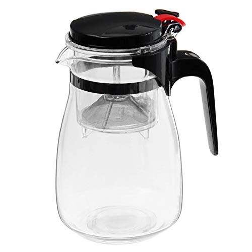 Teekanne Glas Glasteekanne mit Edelstahl Abnehmbare Siebeinsatz (Design 600 ml) von GMMH