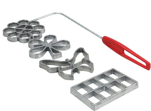 Traditionelle Teigform Hworost Waffeleisen, Waffelbäckerei Spreewaldschleifen Set (Set 4 Stück Design 1/0,8 cm) von GMMH