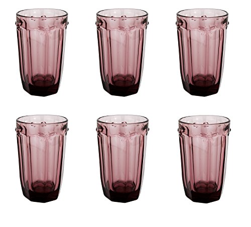 Vintage 6 Teile Set Schmetterlinge König Weinglas Glas Gläser Weingläser Wasserglas Longdrinkglas (6 Stück Trinkglas lila) von GMMH