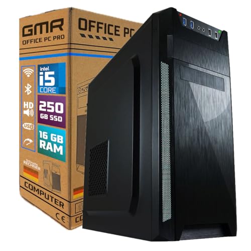 GMR Intel Desktop PC - Intel i5, 16GB RAM, 250GB SSD - Computer mit Windows 11 Pro, Office PC mit USB 3, WiFi, Bluetooth - 3 Jahre Garantie von GMR