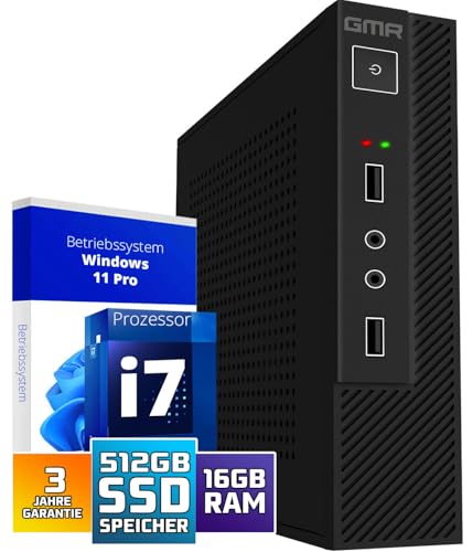 GMR Ultra Smart Mini i7 Office PC - Business Office Computer | 3 Jahre Garantie | 16 GB RAM | 512GB SSD | USB 3 | Windows 11 Prof | WiFi-Bluetooth von GMR