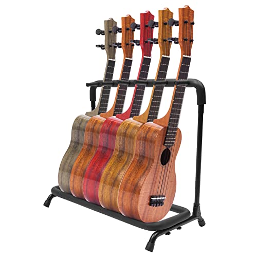 3-Fach Gitarrenständer 5-Fach Gitarrenstativ 9-Fach Gitarrenhalter Faltbar mit Rollen Guitar Stand Multi-gitarren-rack für Akustikgitarre Klassik Gitarre Akustikbass E-Gitarre Bass (74*40*67cm) von GMSLuu