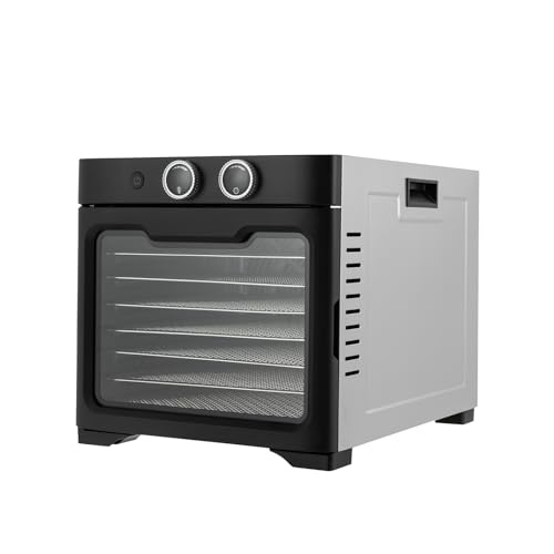 Dörrautomat Edelstahl Dörrgerät mit 8 Etagen Abnehmbare 800W Dehydrator mit Temperaturregler 20-90°C 24 Std. Zeitschaltuhr Dörrapparat für Lebensmittel Fleisch Gemüse Obst Trockner von GMSLuu