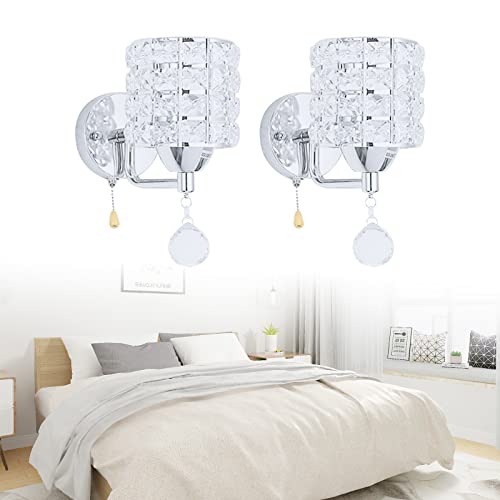 GMSLuu 2PCS Moderne Wandleuchte Kristall Wandlampe Eleganter Stil Kreative Zylinder Wandleuchte Kristall Wandleuchte Innen für Wohnzimmer Korridor Esszimmer Schlafzimmer (Silber) von GMSLuu