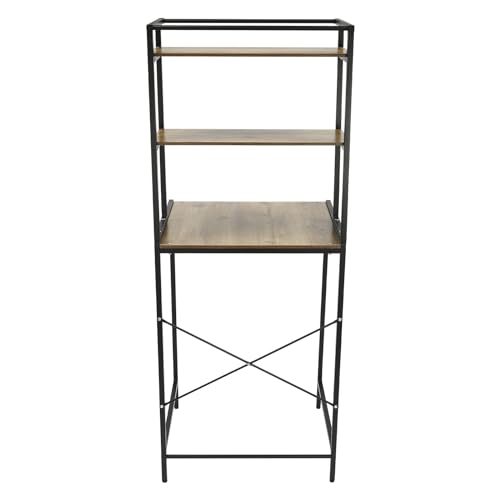 GMSLuu Badezimmerregal über Waschmaschine 3 Etagen 176.5 cm Höhe MDF und Eisen (Schwarz) von GMSLuu