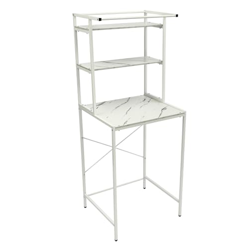 GMSLuu Badezimmerregal über Waschmaschine 3 Etagen 176.5 cm Höhe MDF und Eisen (Weiß) von GMSLuu