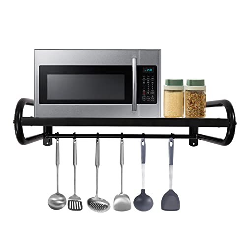 GMSLuu Mikrowellenhalter für die Wand 46 x 32.5 cm 6 Haken Max. 16 kg Belastbarkeit von GMSLuu