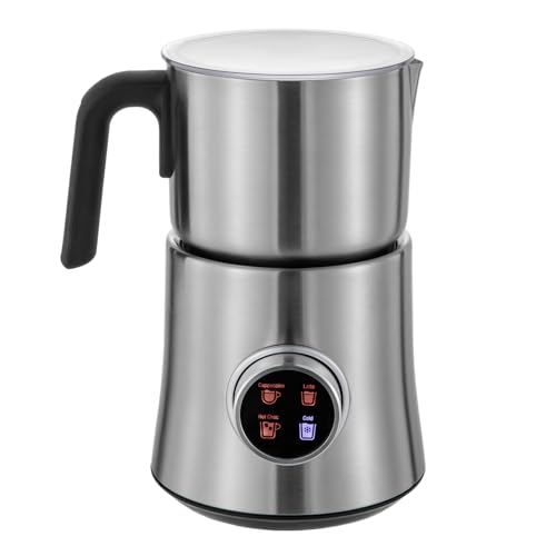 Milchaufschäumer 900ML 4 + 1 Milchaufschäumer für Kaffee Heiße Schokolade Milchaufschäumer abnehmbarer Silbrig spülmaschinenfest von GMSLuu