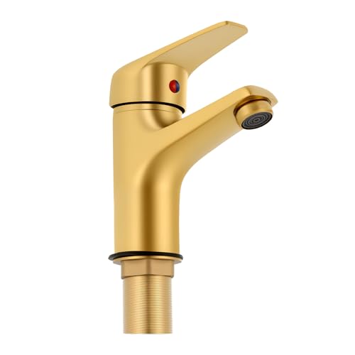 Waschtisch Wasserhahn Einhandmischer Messing 11 x 14 x 8,5 cm mit Keramikkartusche von GMSLuu
