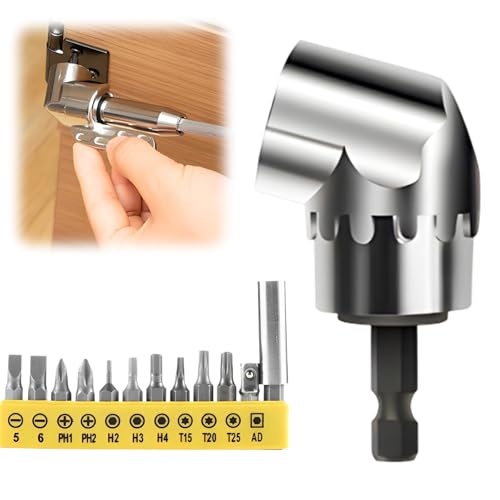 105° Winkelschrauber Vorsatz Adapter, 2025 Neu Corner Tool Screw Hub with Multi-function Bend Screwdriver Bit, 1/4-Zoll Sechskantschaft Winkelbohraufsatz, für Garage, Bauarbeiter (kurz) von GMTEO