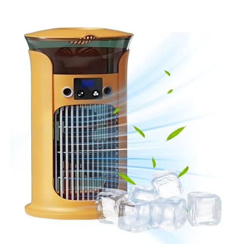 Klimaanlage Mobile Luftkühler, 2025 Neu Air Conditioner Portable 4 in 1 Mobile Klimaanlage Ohne Abluftschlauch, Mini Klimagerät Schlafzimmer Sehr Leise Digitalanzeige Fernbedienung (Orange) von GMTEO