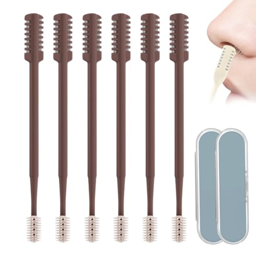 Manueller Rotierender 2 in 1 Nasenhaarreiniger und Trimmer, 2024 Aktualisierung Abwaschbar Nasenhaartrimmer Nasenhaarschneider, Tragbarer manueller Nasenrasierer für Frauen Männer (Braun - 6 Stück) von GMTEO