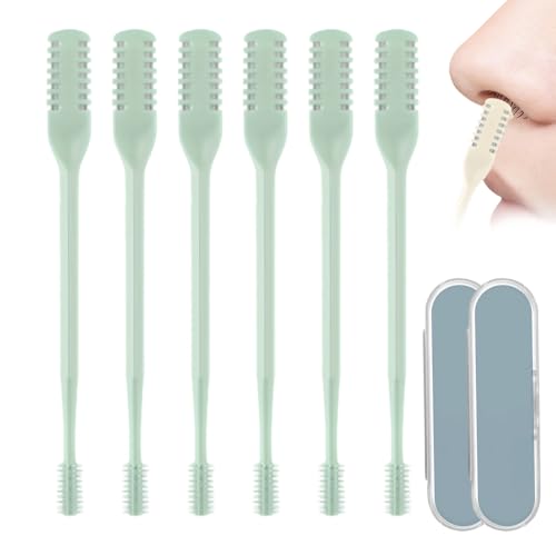 Manueller Rotierender 2 in 1 Nasenhaarreiniger und Trimmer, 2024 Aktualisierung Abwaschbar Nasenhaartrimmer Nasenhaarschneider, Tragbarer manueller Nasenrasierer für Frauen Männer (Grün - 6 Stück) von GMTEO