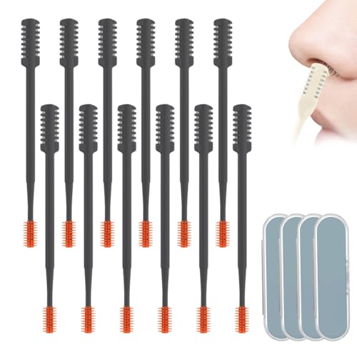 Manueller Rotierender 2 in 1 Nasenhaarreiniger und Trimmer, 2024 Aktualisierung Abwaschbar Nasenhaartrimmer Nasenhaarschneider, Tragbarer manueller Nasenrasierer für Frauen Männer (Schwarz - 12 Stück) von GMTEO