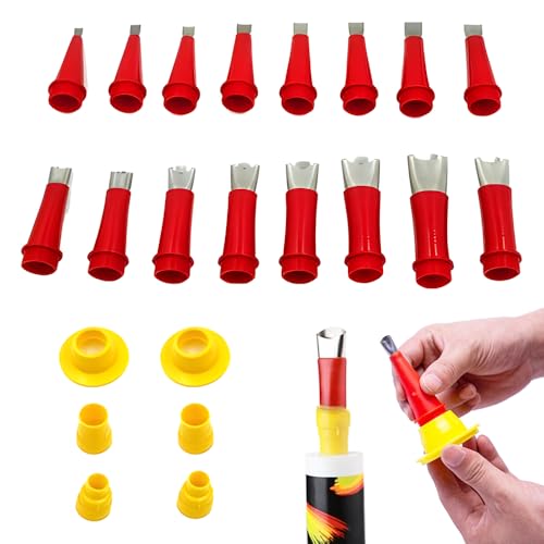 Universal Integrierte Gummidüse Werkzeug Kit, 2024 Neu Verschiedene Größen Kartuschenspitzen Transparent Silikontüllen, Silikon spitzen Kartuschenspitzen (22 Stück (6 Anschlussbuchsen)) von GMTEO