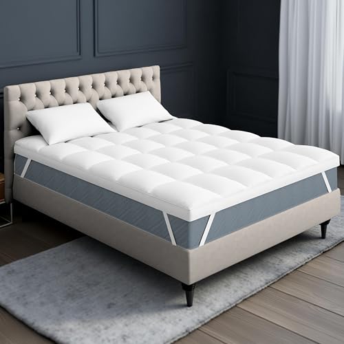 GMTEXTILES Topper 90x200cm - 5 cm, 800 g/m² ultrakomfortable gleichmäßige Füllung, Oeko-TEX, maschinenwaschbar, hypoallergen, mit 4 rutschfesten Eckgummis - Investieren Sie in Ihren Schlaf von GMTEXTILES